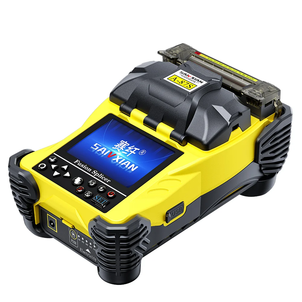

A-87S Fully Automatic Yellow Fiber Optic Fusion Splicer Hot Melt Machine for Cable for FTTH Use