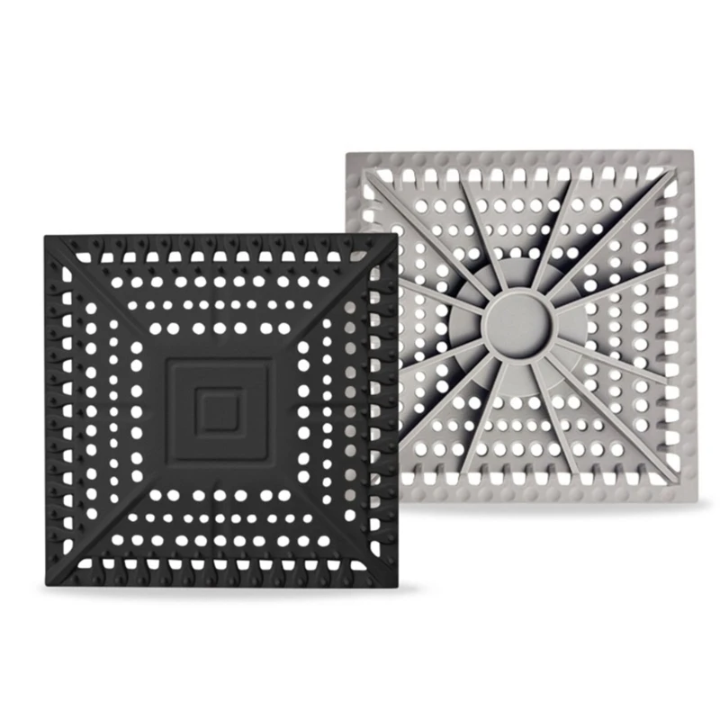 T21C Square Silicone Floor Drain Cover Anti-blocking Waste Catcher Mesh Sink Strainer Kitchen Bathroom Accessories