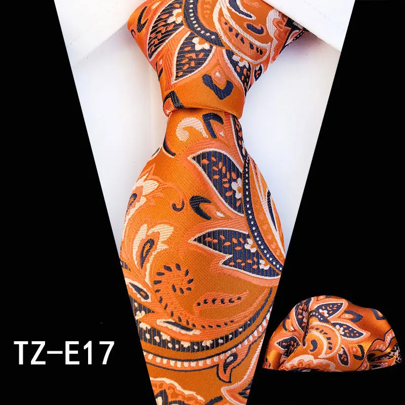 RBOCOTT 8cm Fashion Paisley Flower Pattern Men's Tie Set Neck Ties and Pocket Square Set Tie Handkerchief  For Men Wedding Gift