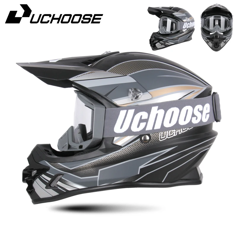 UCHOOSE DOT Helme Motocross Kask Cross Downhill Soporte Casco Off Road Helm Racing Klassische Motorrad Original Enduro Brille 8
