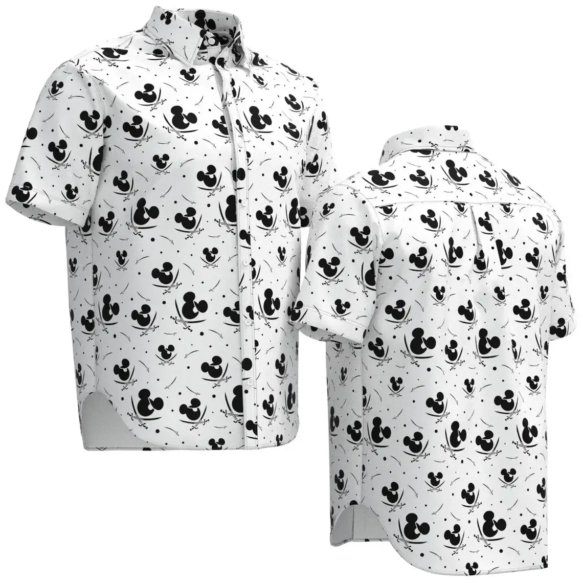 Disney Mickey Hawaiian Shirt Mickey Mouse Blindfold Pirate Sword Shirt Disneyland Hawaiian Shirt Fashion Short Sleeve Shirt