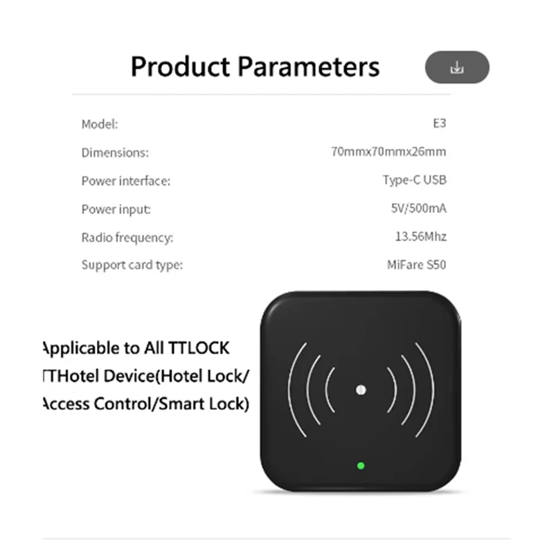 TTLOCK Smart Card Encoder NFC 13.56M M1 IC Card Reader RFID Chip Scanner For TT Hotel TT Renting System Software Hotel