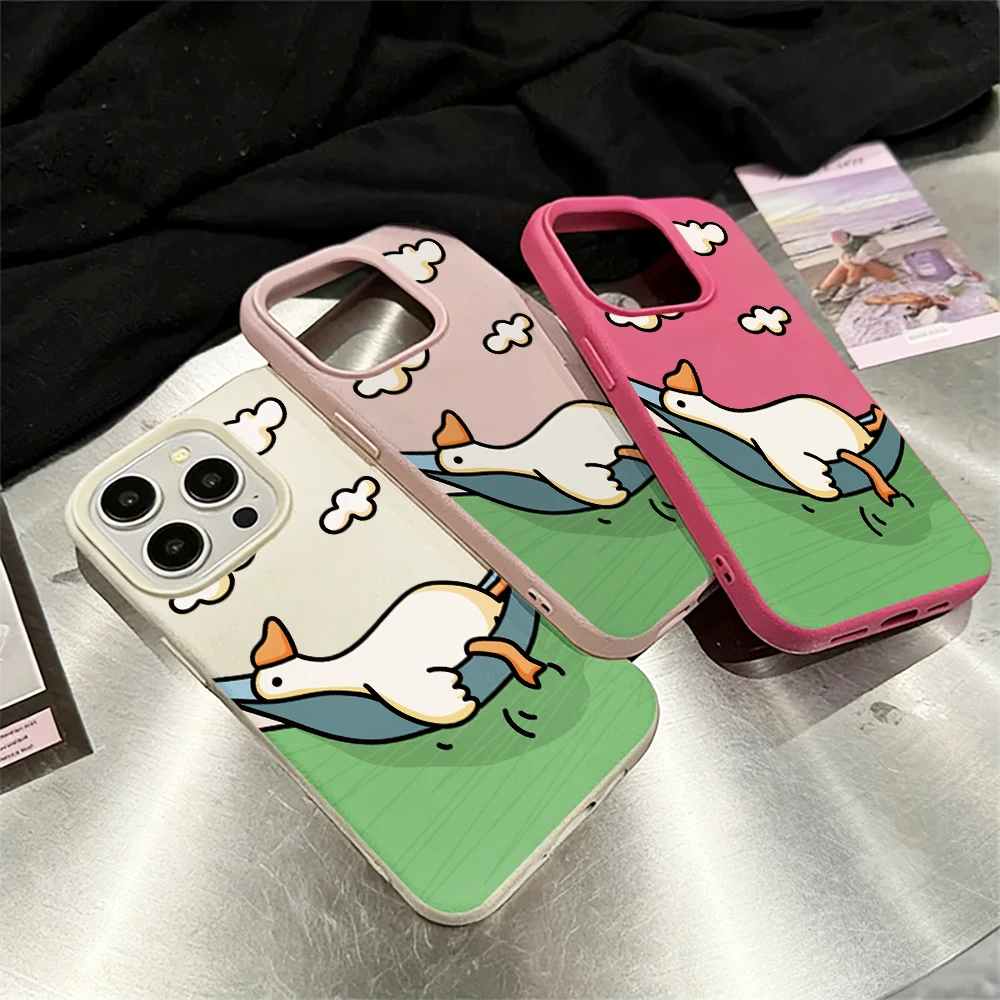 Flachliegende Weiße Enten-Handyhülle für iPhone 17 16 15 14 13 12 Pro Max 16 15 14 Plus 17 16 15 14 Pro 17Air Silikon-Matt-Cover – Detail 3