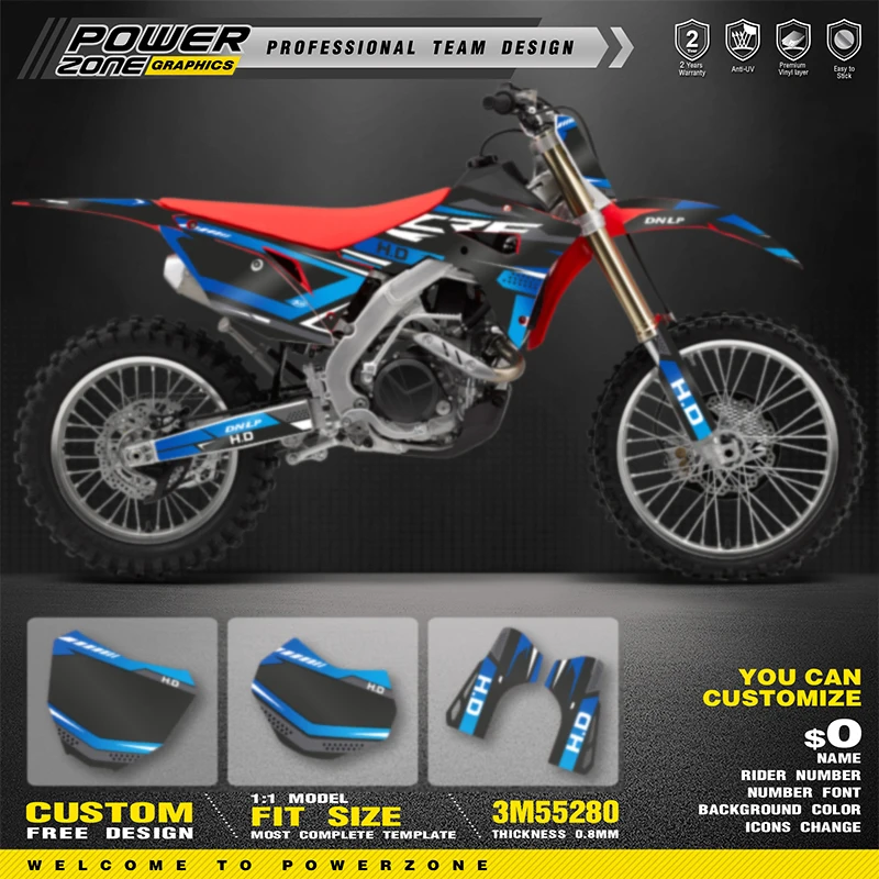 

PowerZone Full Graphics Background Decals Stickers Kit For HONDA 2021 2020 2019 2018 CRF250RX 2020 2019 2018 2017 CRF450RX 006