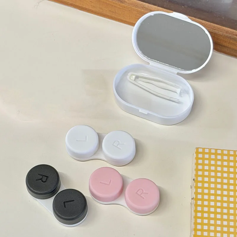 1Set Multifunctional Contacts Lens Case with Mirror Travel Portable Strawberry Dot  Cover Container Holder Storage Soaking Box