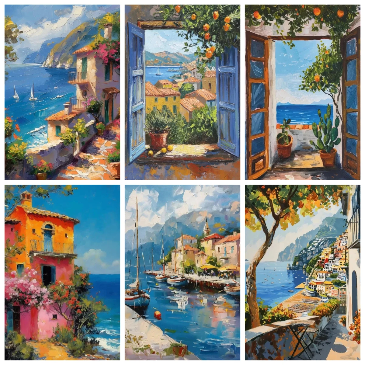 

500PCS Mediterranean Village Coastal Boat Seaside Landscape Puzzle-- Jigsaw Puzzle Birthday Diy Funny Gifts Home decoration