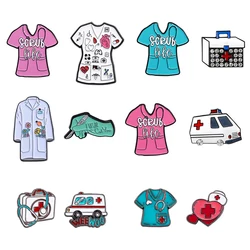 Creative Medical Metal Brooch Heart Nurse Clothing Medical Kit Ambulance Scalpel Medical Kit Cartoon Badge Punk Pins Jewellery