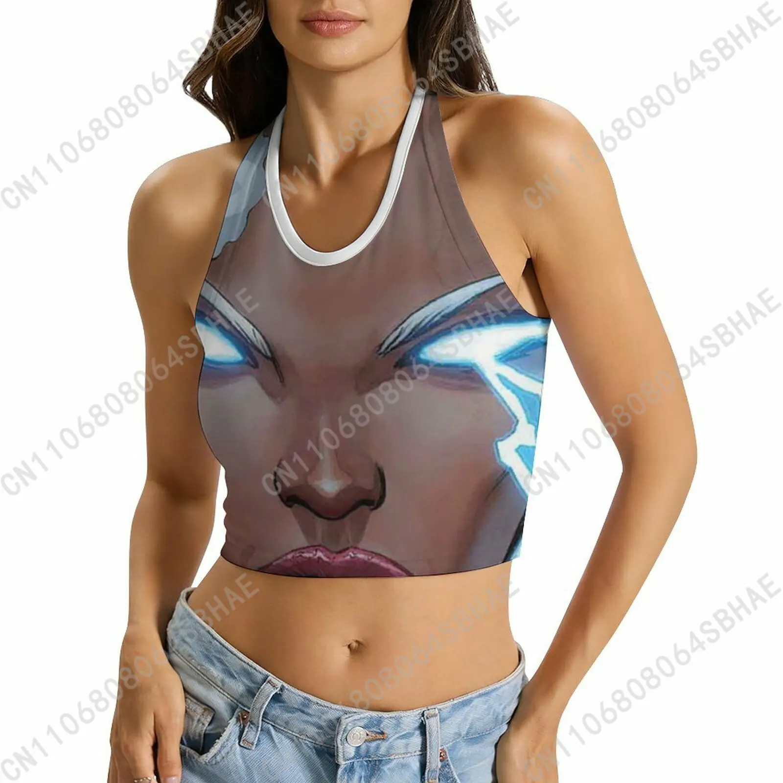 

Marvel Storm Custom Photo Women's Halter Top Personalized Picture Tie Back Cami Upload Your Gift Wife Girlfriend Cosplay