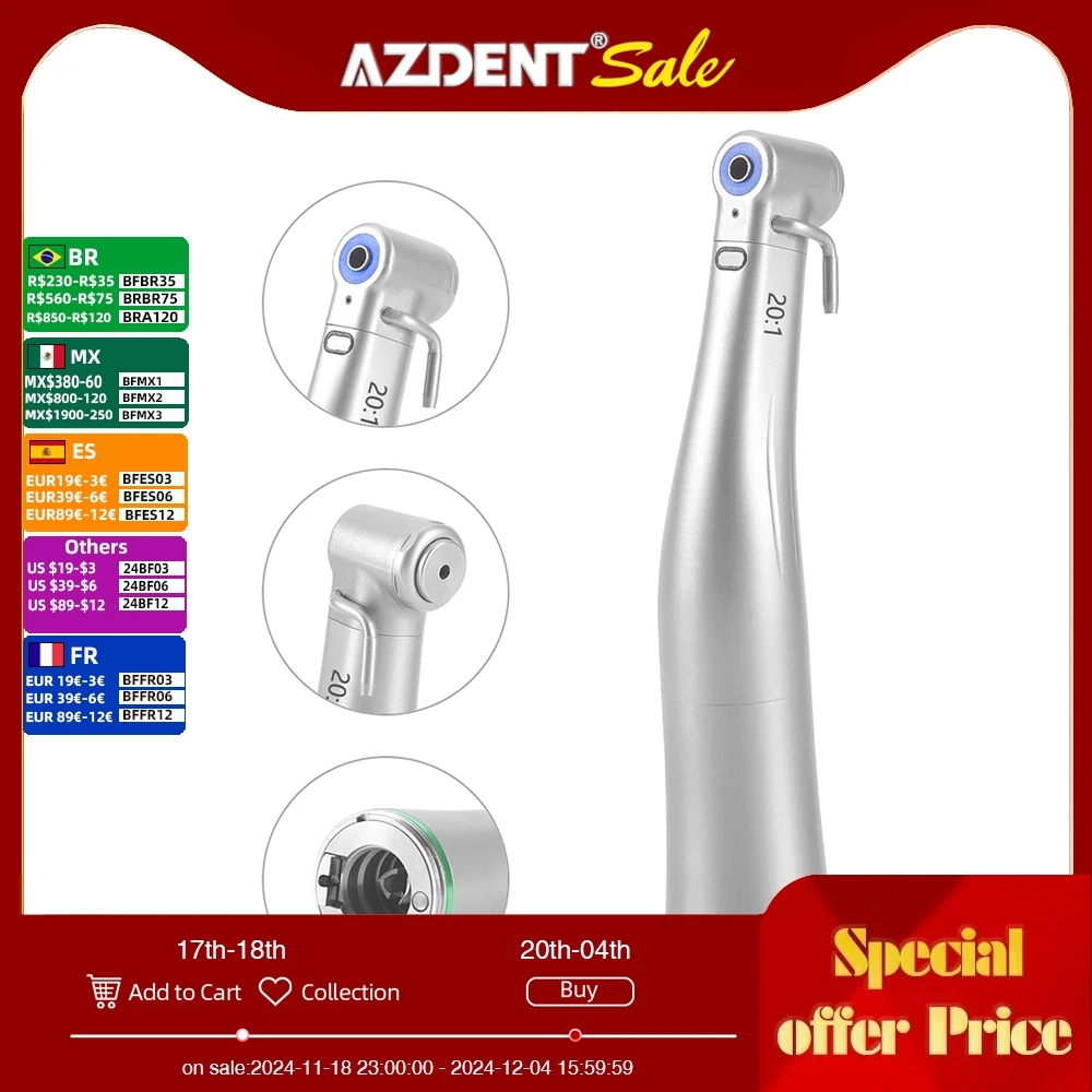 20:1 With Light Contra Angle Handpiece Dental Factory Equipment Handpiece Push Button