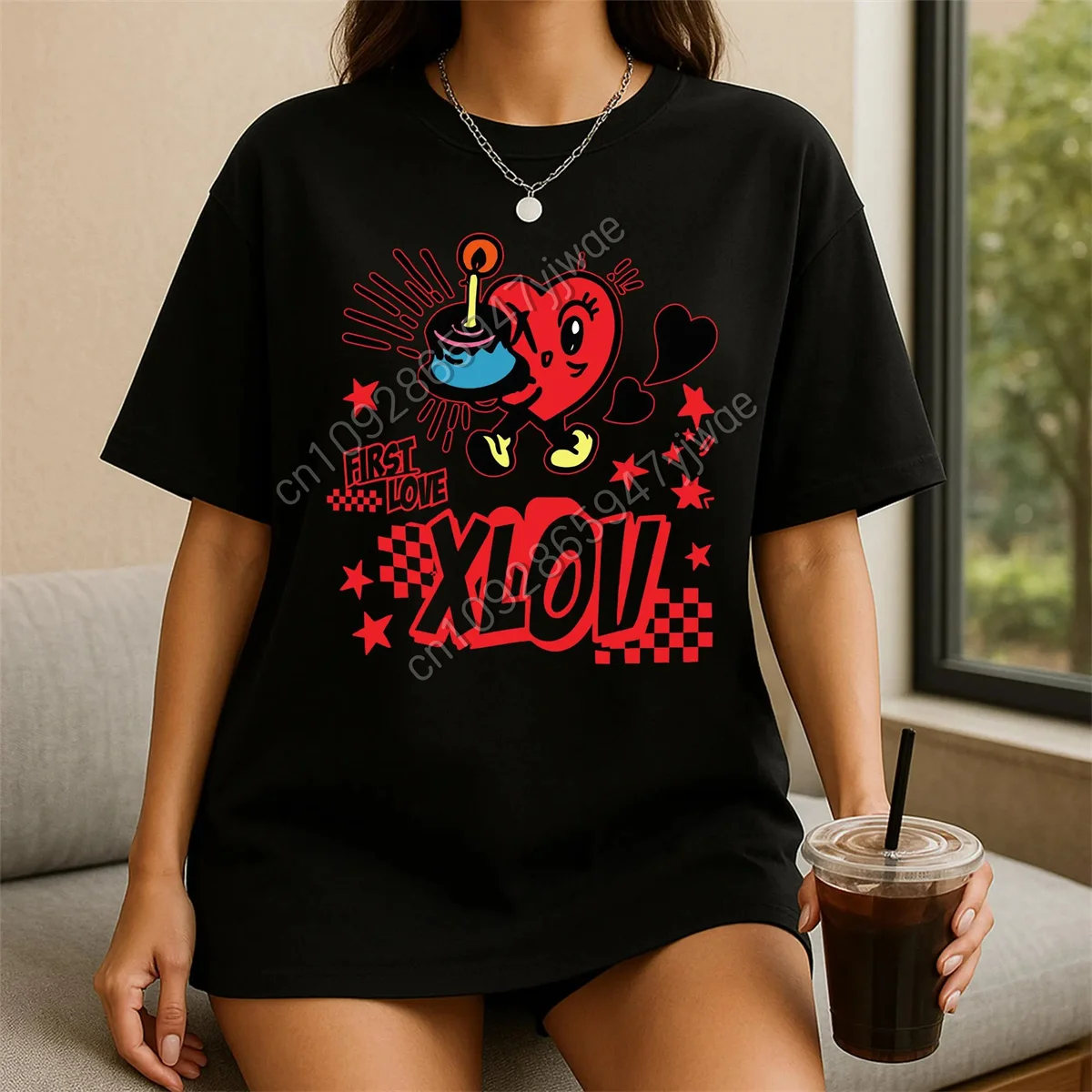 

Футболка XLOV First Love, футболка с изображением K-pop альбома, подарок для фанатов, повседневная модная футболка из высококачественного хлопка с коротким рукавом, летняя женская футболка