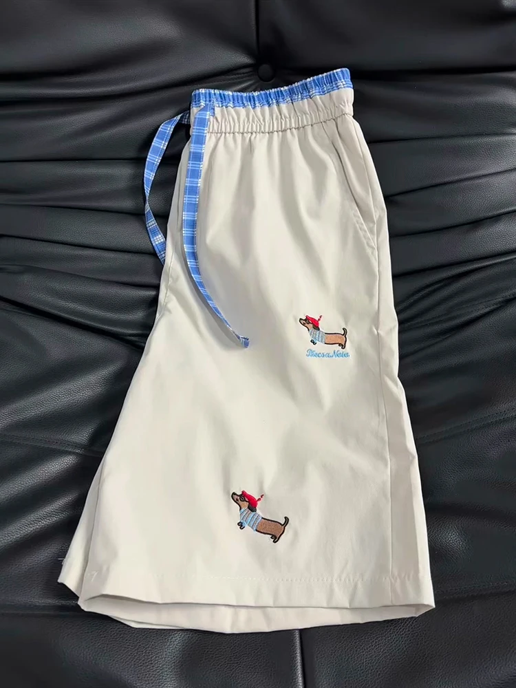 

Qui Dry Embroidered Plaid ort Sve Boys Summer Sports orts Five Inches Beach Pants Casual Loose Fit Teenage Faion