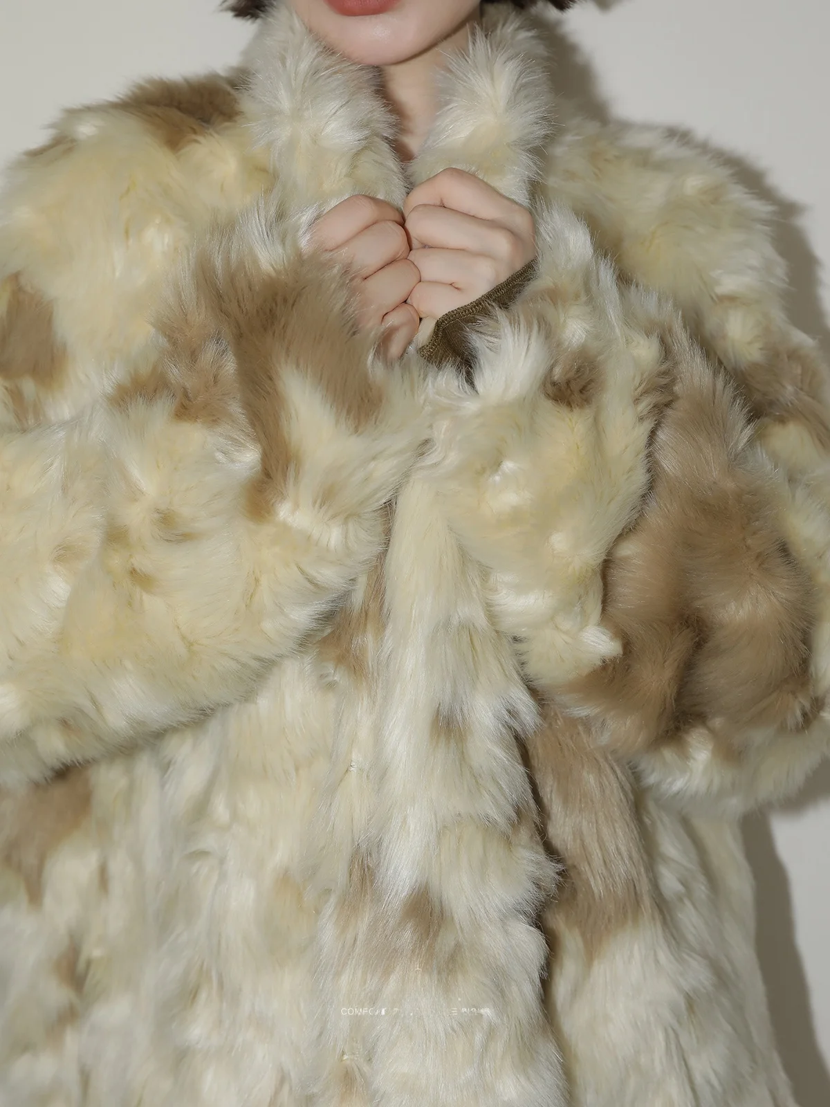 

Molin, экологически чистый водный кроличий мех, искусственный мех с коровьим узором, женский длинный и ор, для похудения, теплый дизайн