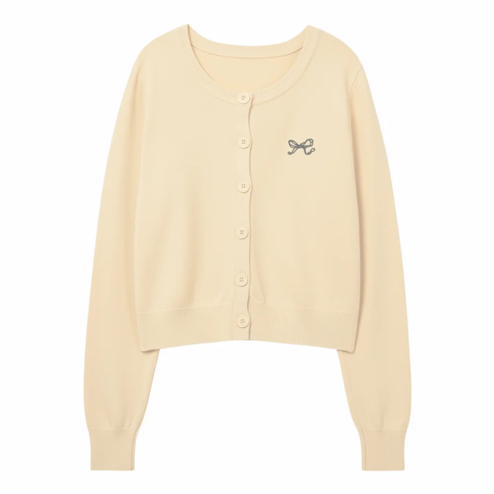 

Spring Solid Bowknot Crochet Sweaters Long Sleeve Loose Cardigans Women Y2K Preppy Style Autumn Spring Sweet Knitwear Streetwear