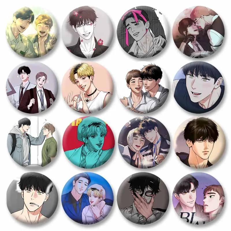 Korean Manhwa Bj Alex Soft Button Pins Cartoon Figure Jiwon Ahn Nam Dong-Gyun Badge Round Brooch on Backpack Hat Jewelry Gifts