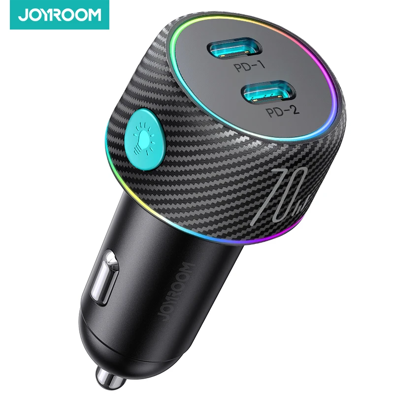 

Joyroom 70W USB C Car Charger Adapter PD35W & PPS25W Fast Car Charger for iPhone14/13 iPad Pro Samsung ,Pixel, LG, 7 Color Modes