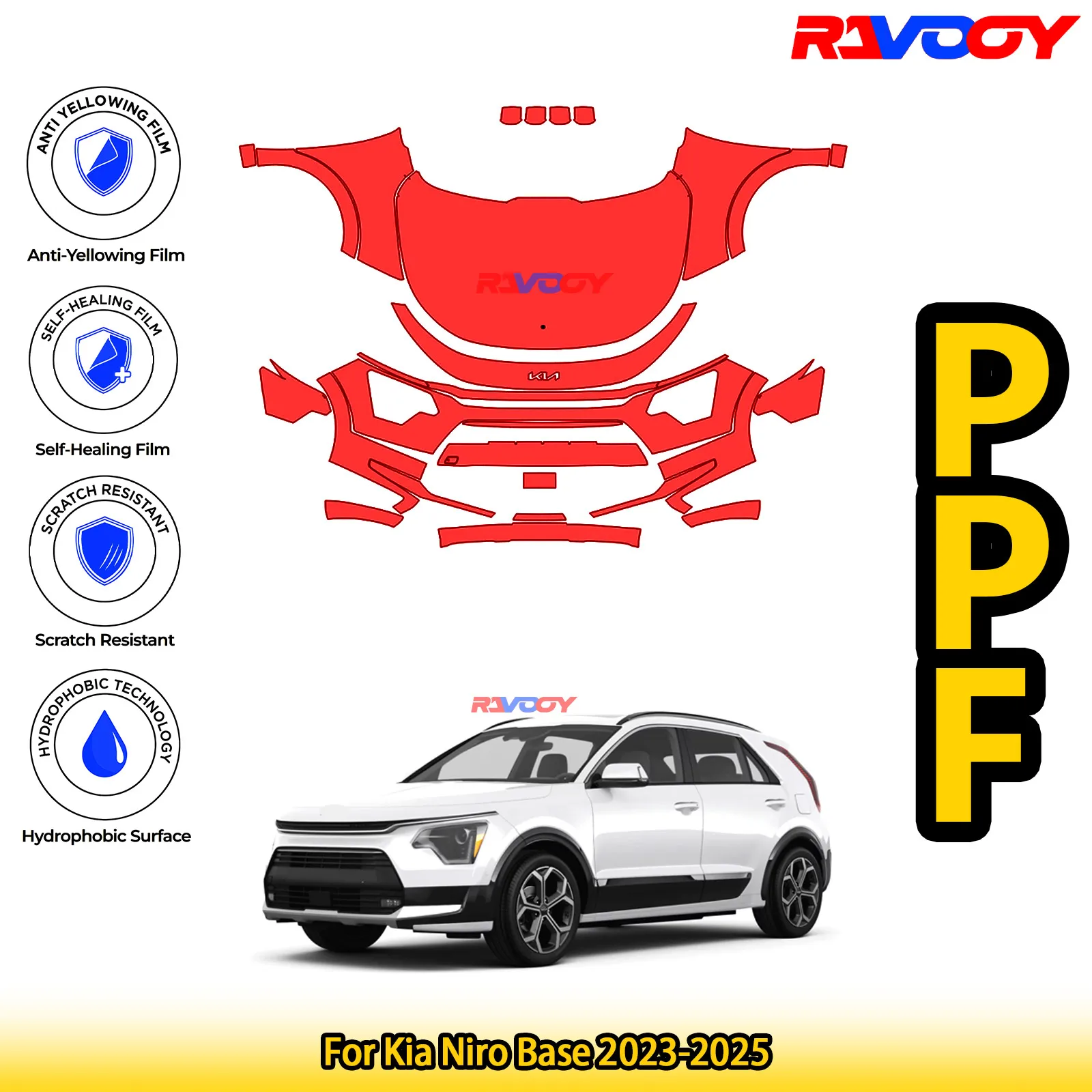 

For Kia Niro Base 2023-2025 Glossy Matte Black Precut front PPF Kit Paint Protection Film