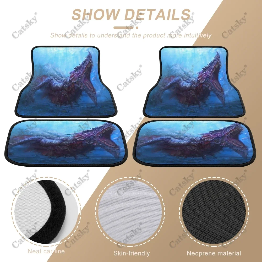 Fantasy Sea Monster Car Floor Mat Vintage Carpet Anti-Slip Rubber Mat Pack of 4 Auto Accessiores Decoration for Car SUV Van