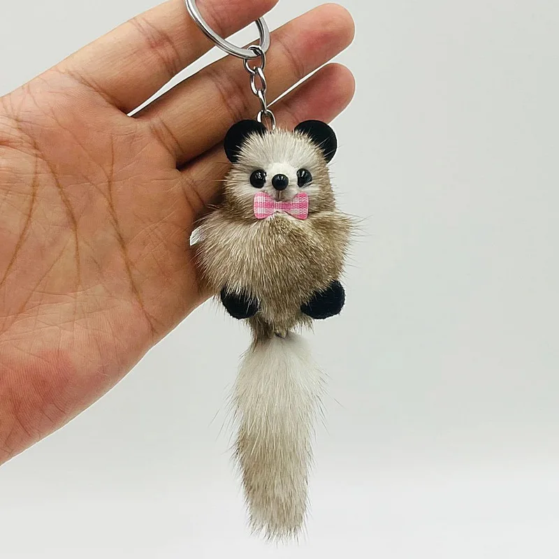 Porte-clés en peluche raton laveur, nouvelle personnalité, poupée de renard doux, pendentif de sac à la mode, breloque Simple et mignonne, pendentif de voiture en peluche