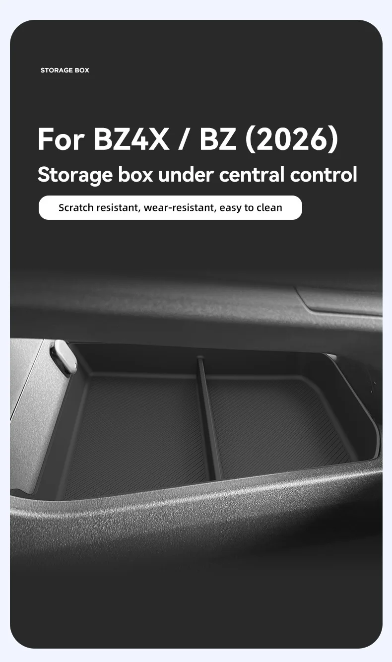 Lower Center Console Tray for Toyota bZ4X 2026,Anti-Slip Silicone Storage Box with Noise Reduction,Custom Fit Interior Accessory
