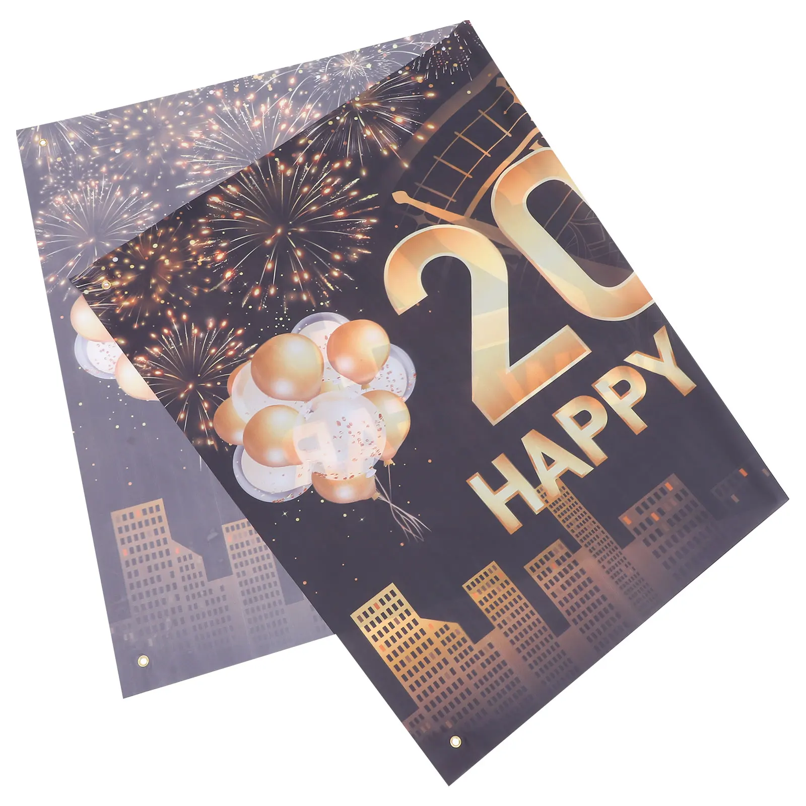 

Happy New Year Banner 2024 Golden Background Countdown Balloon Backdrops Wall Decor Photo Booth Party Holiday