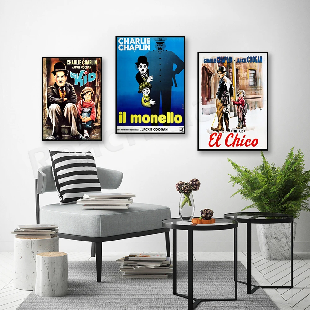 Chaplin Poster Vintage Movie Kid Print - Old Movie Charlie Chaplin the Kid Movie Poster, Film Print, Old Movie Wall Art