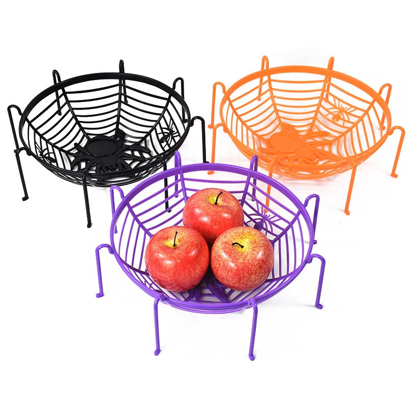 Halloween Plastic Spider Candy Basket Cake Cookie Fruit Plate Tray Festival Party Decoration Horror Props Kids Birthday Favors