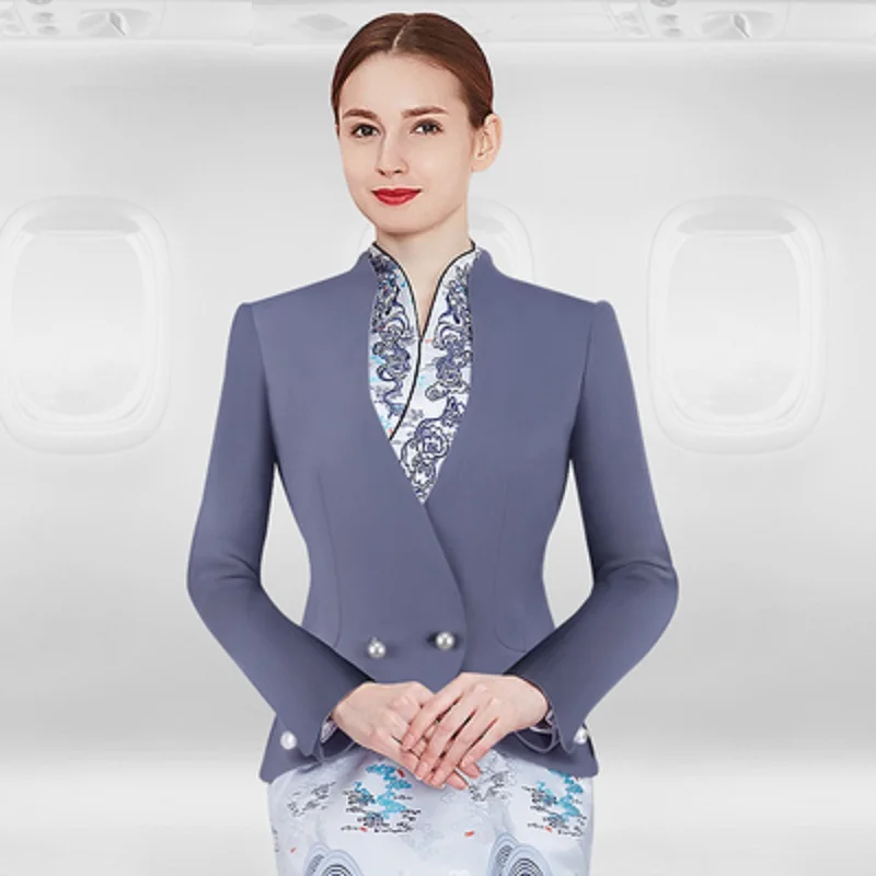 Stewardess Uniform Vrouwelijke Cheongsam Jurk Professionele Pak Sales Afdeling Hotel Receptie Etiquette Veiligheid Werkkleding