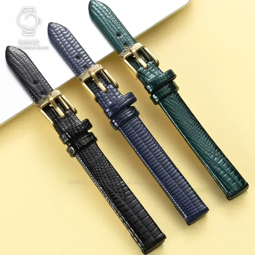 8mm 10mm 12mm 14mm 16mm Soft Material Wristwatch Bands Fashion Lizard Texture Leather Watch Straps for Women Man Buckle Bracelet