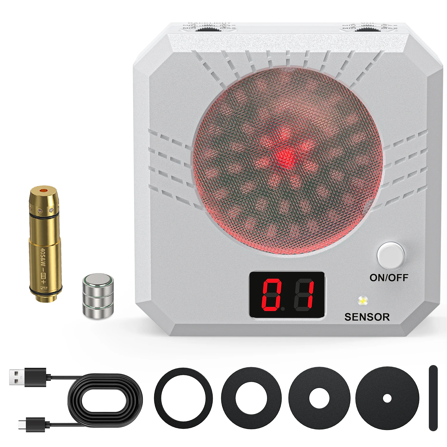 

T1353 Dry-Fire Laser Target with Type-C Charging, Audio-Visual Hit Counter & Adjustable Aiming Cues.
