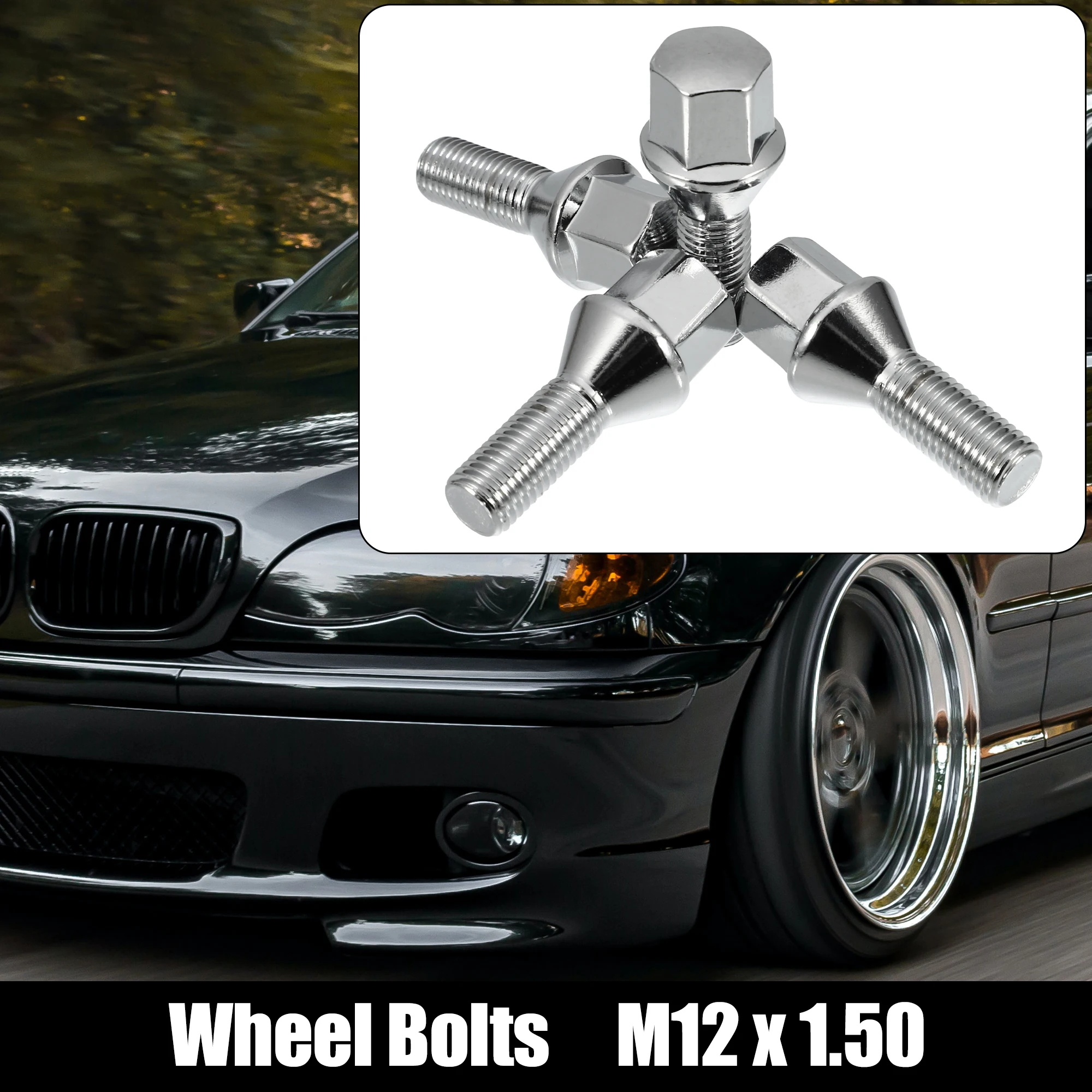 UXCELL Vehicle  M12x1.5 Chrome Wheel Bolts Taper Seat 26mm Shank Wheel Bolts Lug Nuts 10pcs for Car SUV RV Light Duty Truck