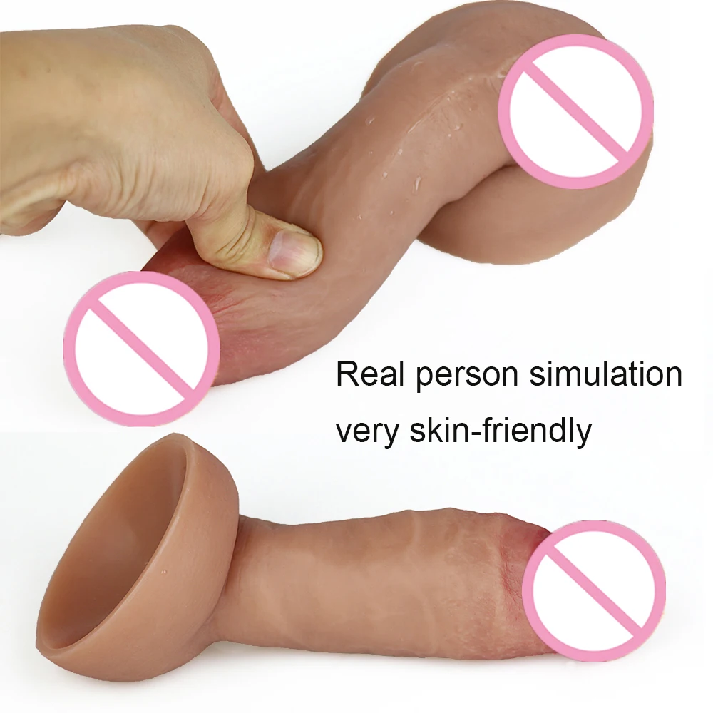 Super Skin Silicone Realistic Dildo Soft Suction Cup Big Huge Strapon Penis Dick Adults Sex Toys For Women Female Masturbator