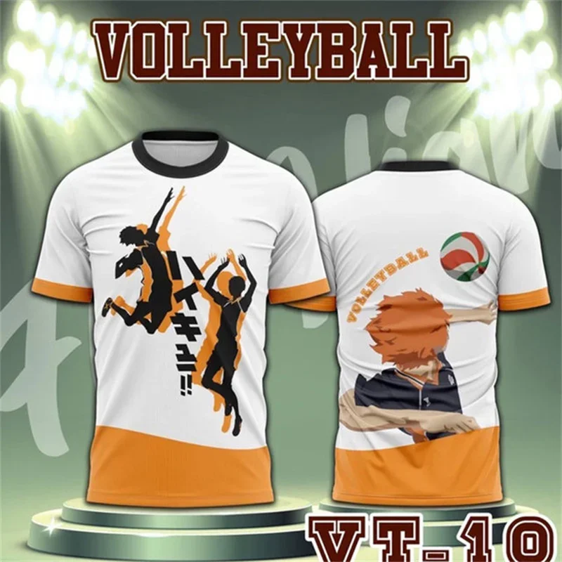 

2024New Men's 3D Printing Volleyball Sport T-shirt Summer Unisex Street Fashion Sports Casual Large Round Neck Short Sleeved Top