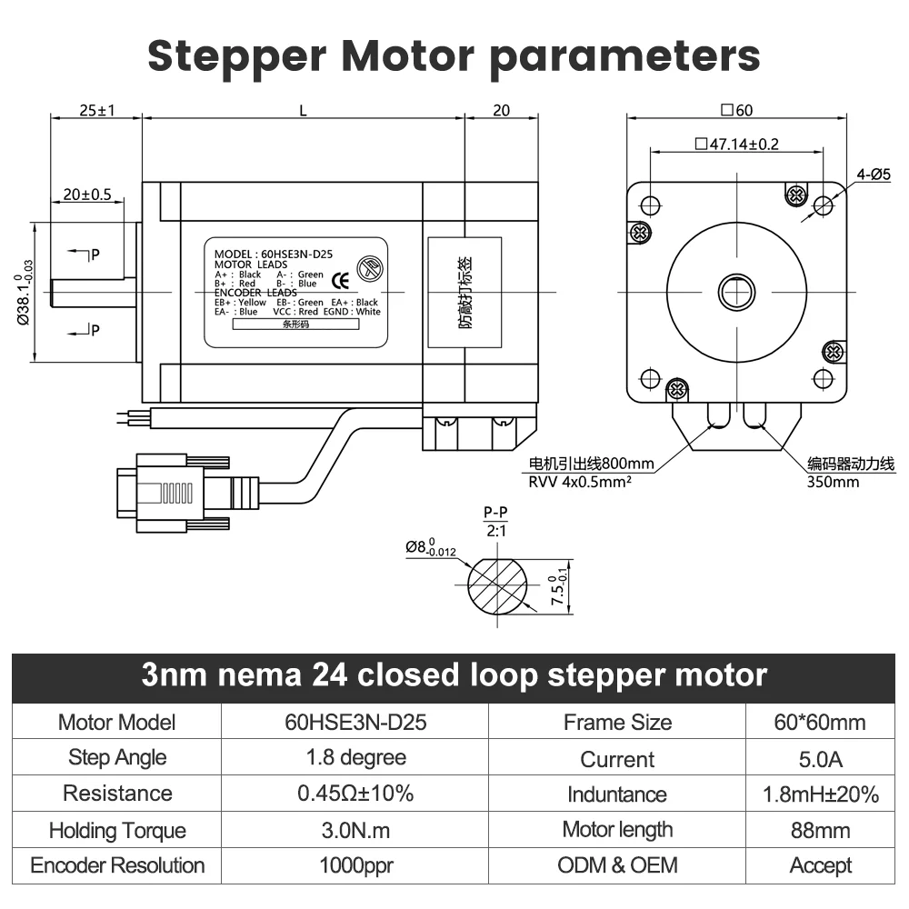 Nema 24 Kit de Motor paso a paso de circuito cerrado 1,8 grados bifásico 3Nm DC HSS60 controlador de servocontrolador híbrido accesorio CNC