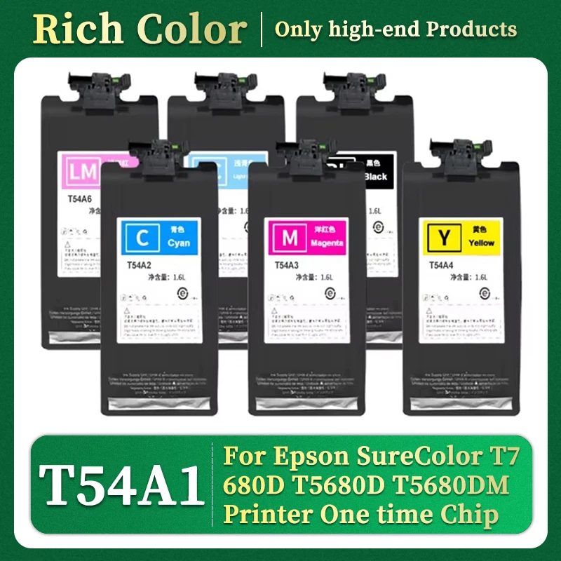 1600ML 1.6L T54A1 T54A6 Compatible Ink Cartridge For EPSON SureColor T7680D T5680D T5680DM Printer Ink packet With One time chip