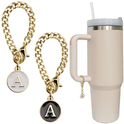 Accessoires de charme de lettre pour la coupe Stanley, nom initial, ID, poignée personnalisée, 2 pièces