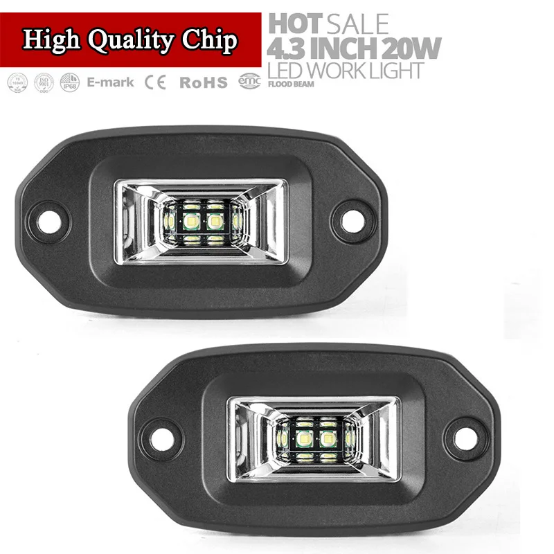 1pc/1pair 20w LED Work Light Bar Offroad Motorcycle Flood Bulb 20W 6000K 12V 24V Motorcycle Cafe Racer Fog light White Auto ATV