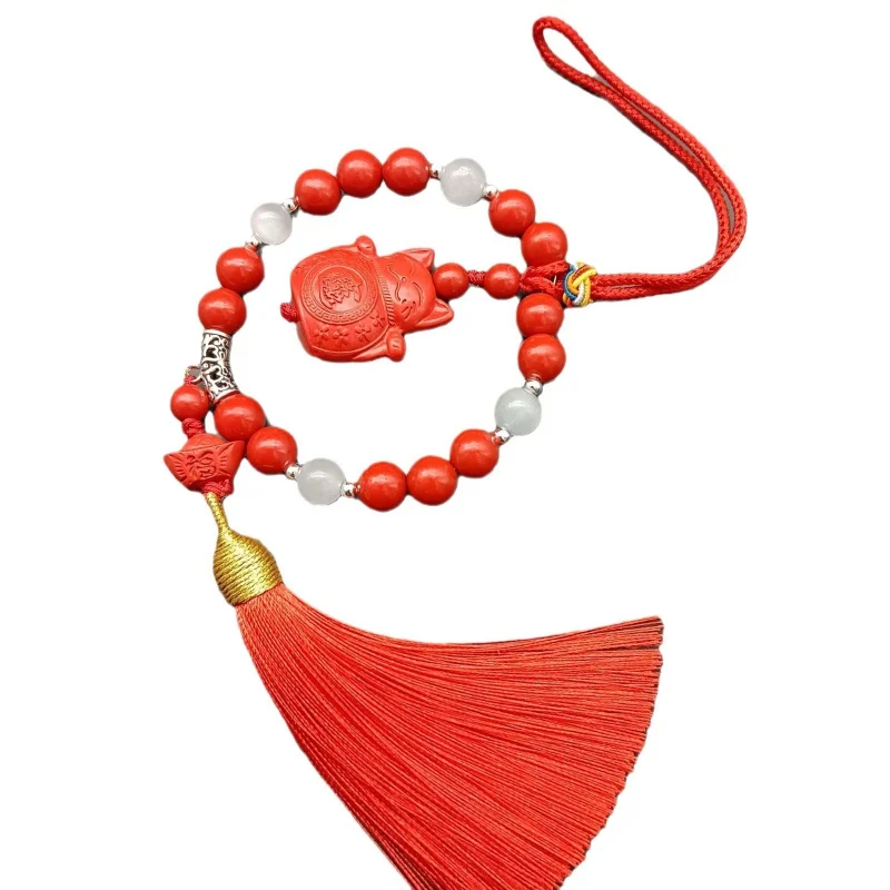 sand car bag hanging lucky hand-made eye stitching red tassel festive pendant image 5