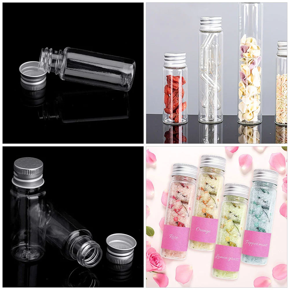 36pcs Plastic Test Tubes Caps 10ml Clear Storage Containers for Candy Beads Powder Bath Salt Leak Proof Flat Bottom Vials