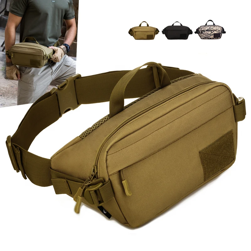 

Men Fanny Waist Pack Sling Chest Bag Waterproof Nylon Bags Travel Hiking Outdoor Sports Male Assault Purse Hip Bum Belt Bag
