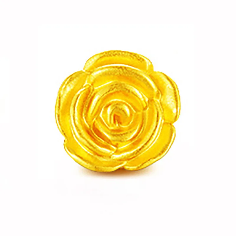 

999 Pure 24K Yellow Gold Bracelet Women 3D Gold Rose Flower Ring Handmade Weave Ring