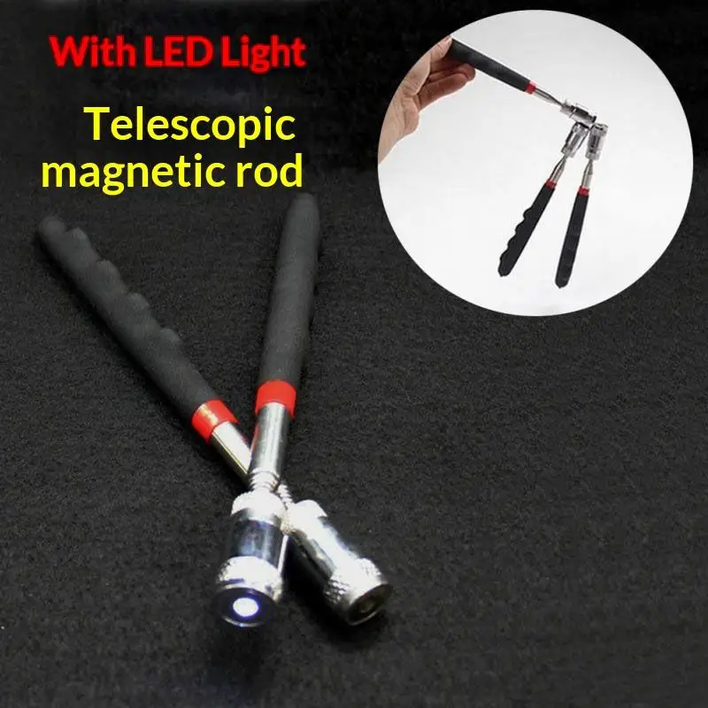 1PC Telescopic Magnetic Pick Up Tool With LED Light Extendable Magnet Grabber For Car Repair Screw Nut Bolt Retrieval