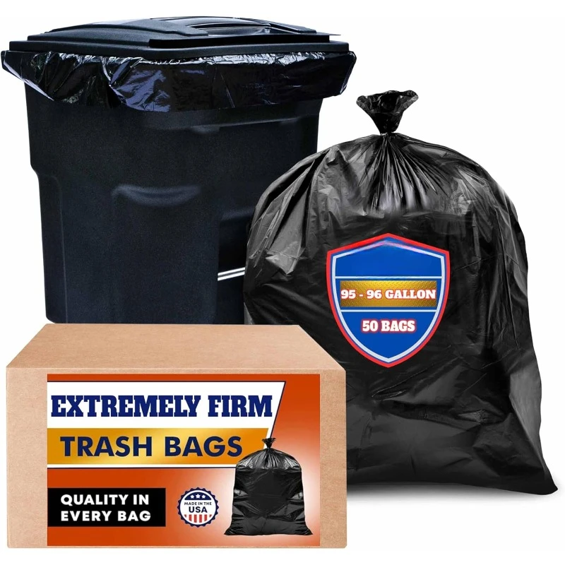 2025  95 Gallon Trash Bags  Large Black Heavy Duty Can Liners, Large 90 Gal, 95 Gal, 96 Gal,100 Gallon Garbage Can Liners