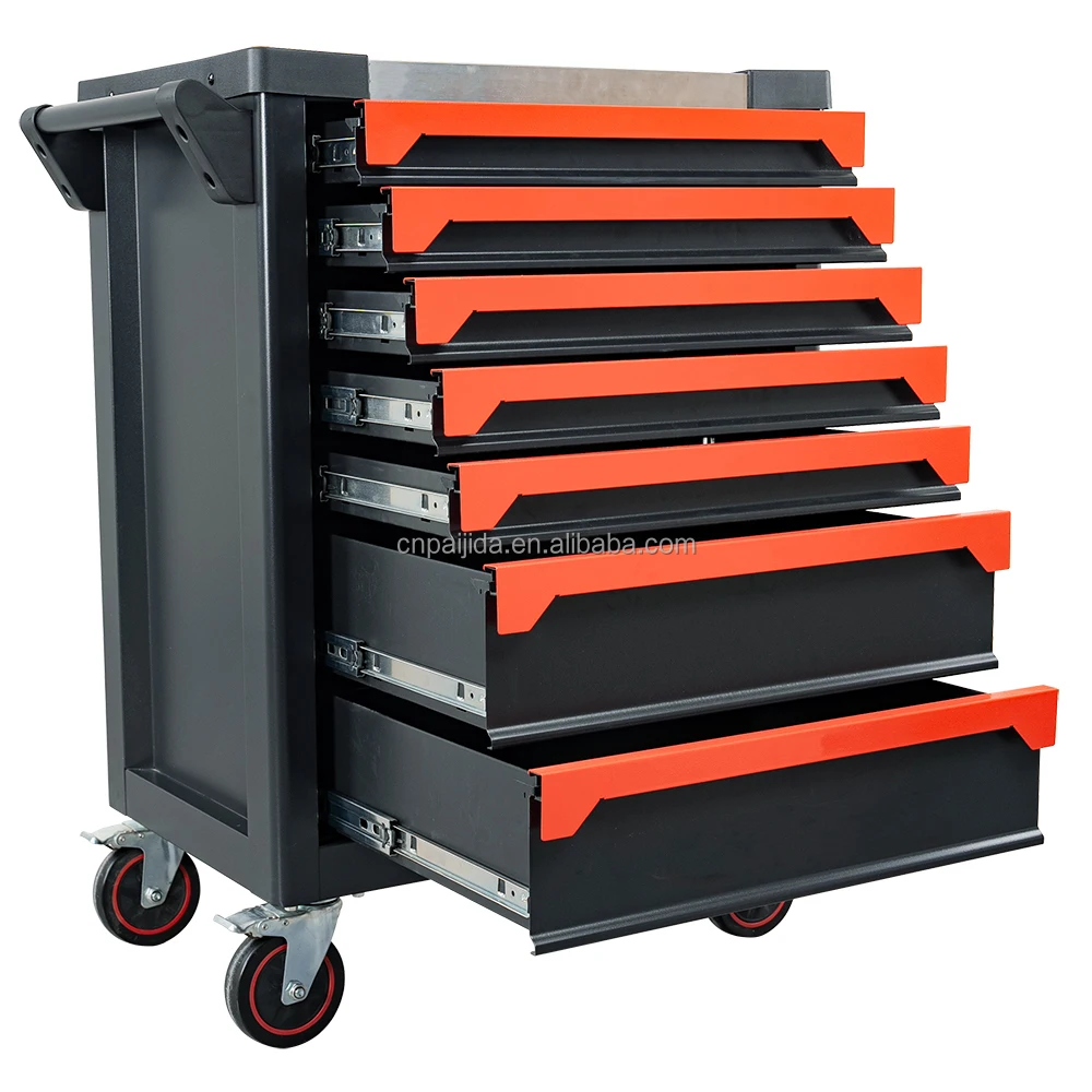 7 Drawers Tool Box Roller Cabinet Durable Powder Coating Workshop Mechanic Garage Rolling Drawer Hand Tools Sets Tool Trolley