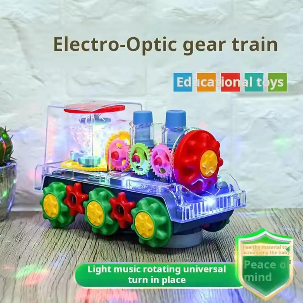 Train musical à lumière transparente avec lumière LED, jouets éducatifs précoces, bosse et Go, jouet lumineux pour enfants, voiture jouet W6W4