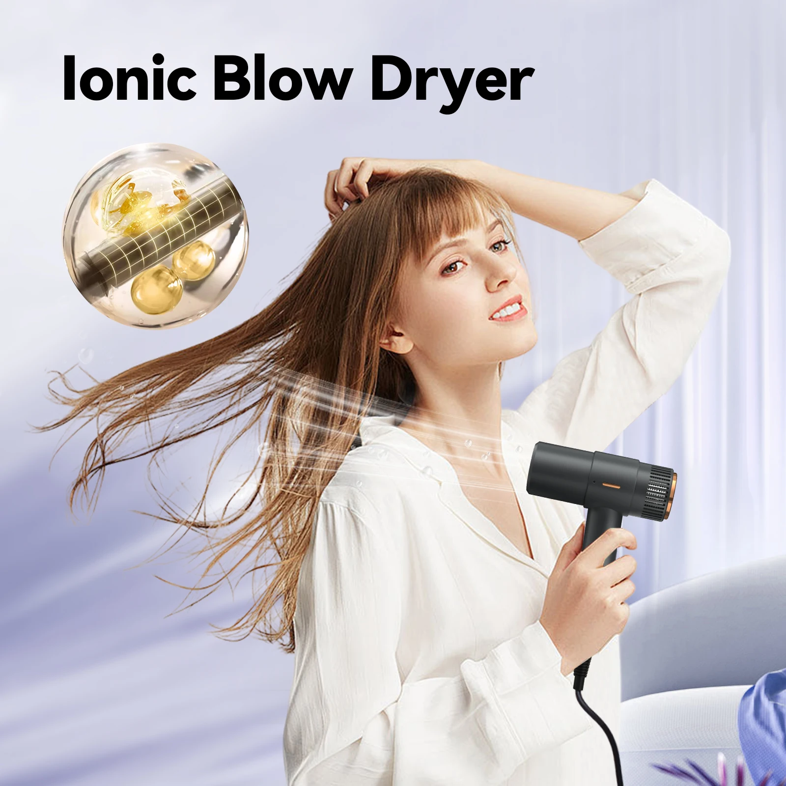 Smart Digital Negative Ions Hair Dryer Professional Salon Light Weight High Speed One Step Hair Dryer With Lcd