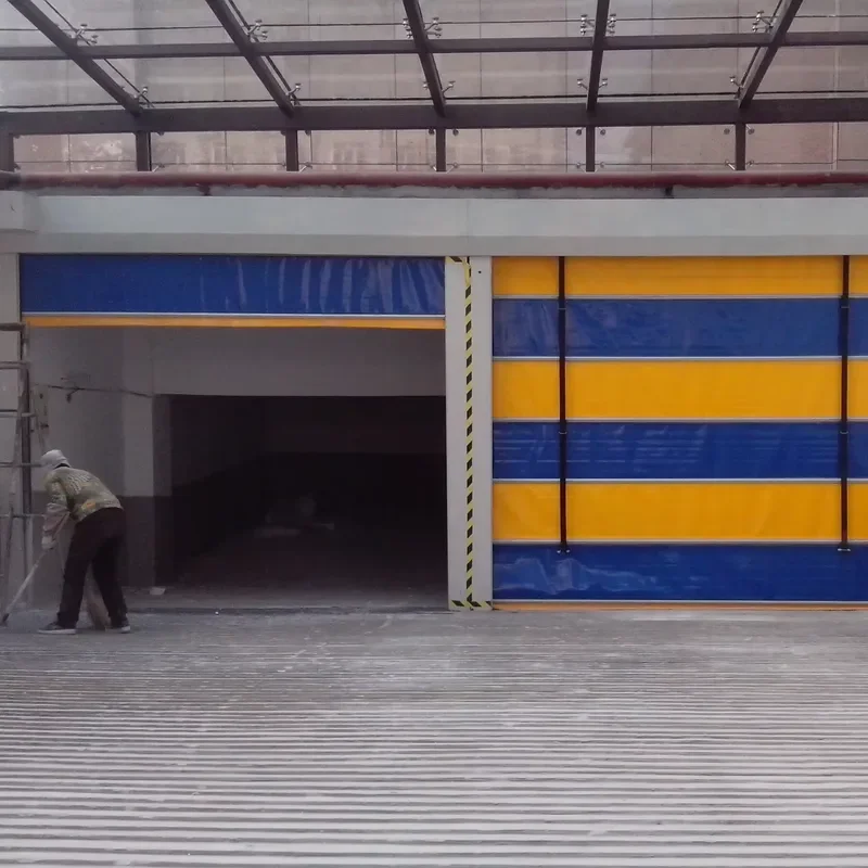 PVC Customizable Multi-Fold High-Speed Entry Doors Automatic Fast Stacking Rolling Curtain Thermal Insulation for Commercial