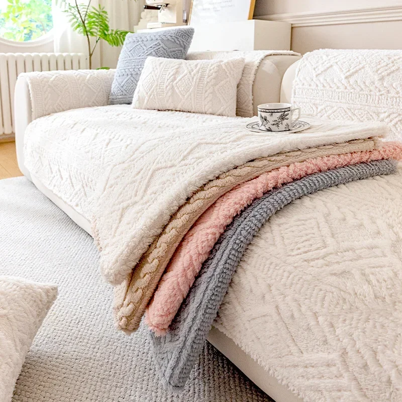 

New Solid Cream Style Sofa Covers Sofa Towel Home Decor Sofa Cover Autumn Winter Non-slip Couch Cushion Solid Color Light Luxury