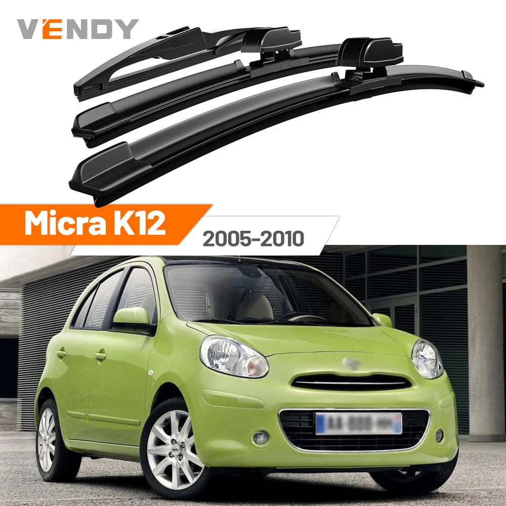 

For Nissan Micra K12 2005-2010 2006 2007 2008 2009 Front & Rear Windshield Wiper Blades Windscreen Wipers Set Accessories