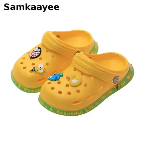 노새 및 나막신 어린이 샌들, 여름 소녀 소년 정원 신발, 아기 부드러운 밑창 미끄럼 방지 구멍 슬리퍼, 만화 슬라이드, 0-8 세