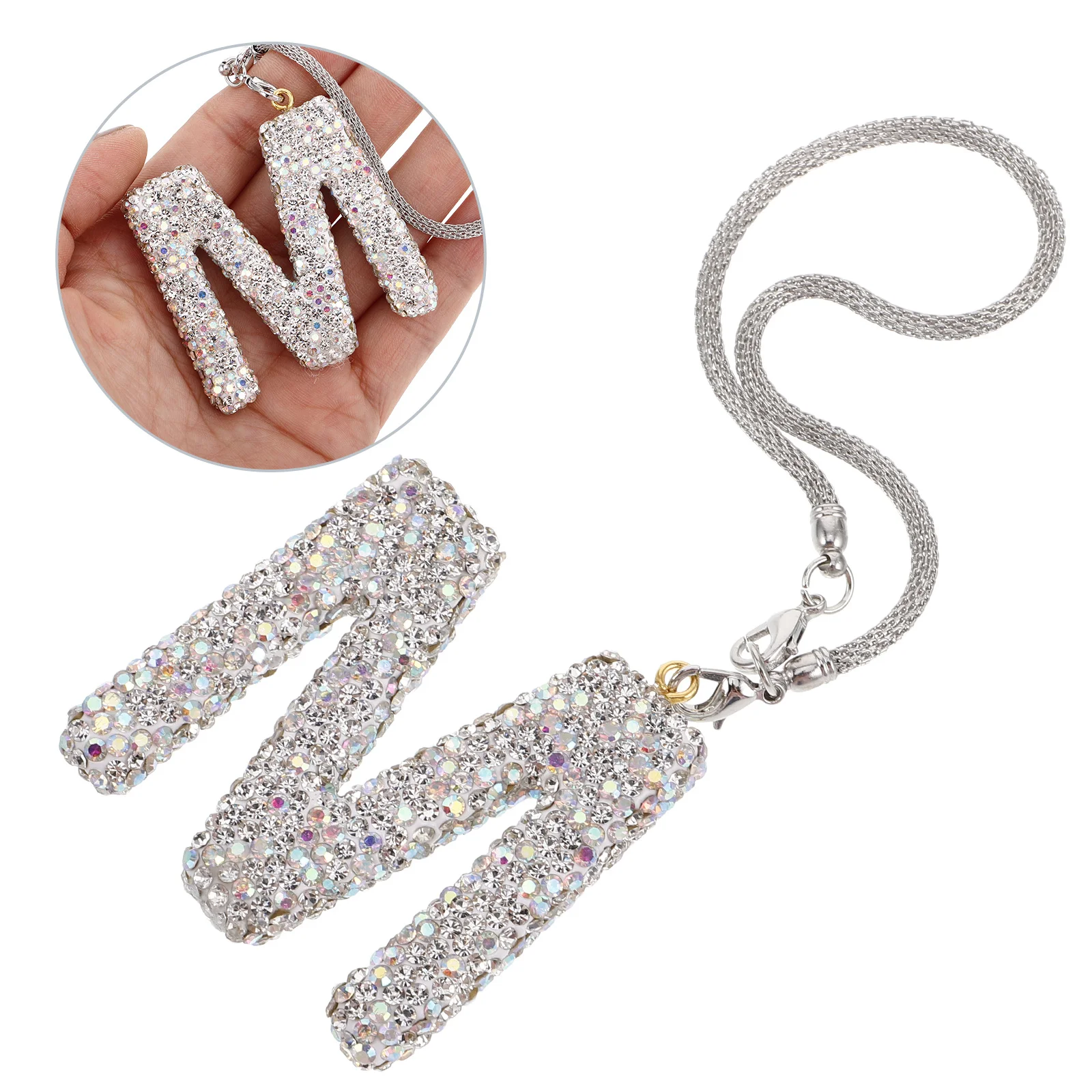 

Rhinestone Bling Car Letter Charm Rearview Mirror Decorations Cute Hanging Crystal Pendant Women Interior Accessories